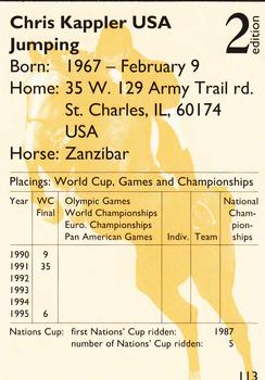1995 Collect-A-Card Equestrian #113 Chris Kappler / Zanzibar Back
